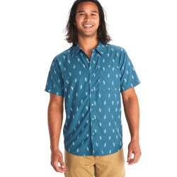 Marmot Aerobora Novelty Short Sleeve Shirt Men's in Dusty Teal Leaf